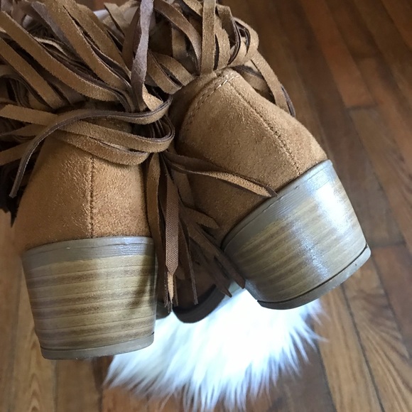 Brown suede fringe Soda Booties - Picture 4 of 8